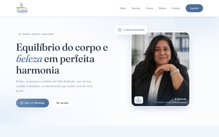 Prévia do site Toshimi Shiatsu e Estética